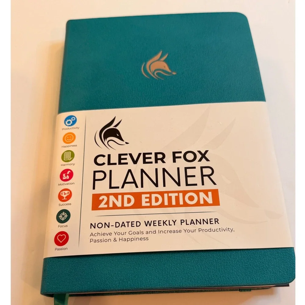 Clever Fox Weekly Planner 2nd Edition NonDated Turquoise Vegan Leather Organizer